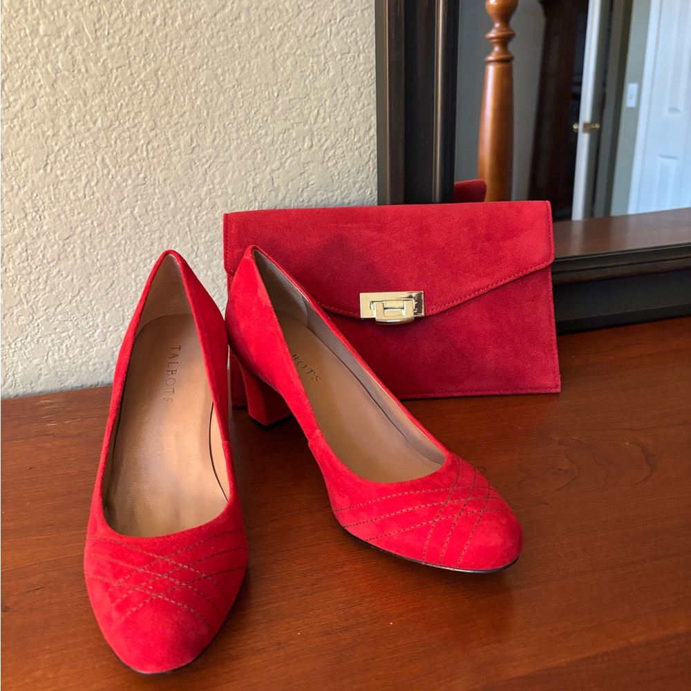 Talbots Red Heels Classic Suede Design